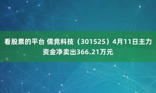 看股票的平台 儒竞科技（301525）4月11日主力资金净卖出366.21万元