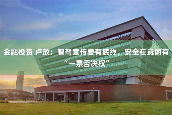 金融投资 卢放：智驾宣传要有底线，安全在岚图有“一票否决权”