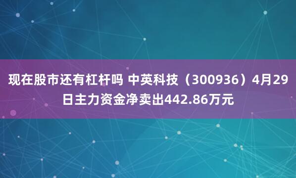 现在股市还有杠杆吗 中英科技（300936）4月29日主力资金净卖出442.86万元