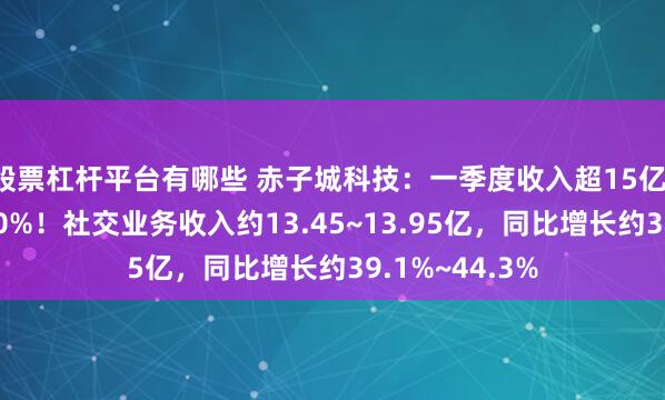 股票杠杆平台有哪些 赤子城科技：一季度收入超15亿，同比增长超40%！社交业务收入约13.45~13.95亿，同比增长约39.1%~44.3%