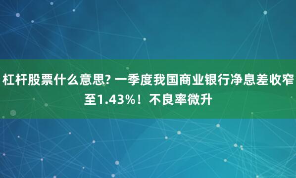 杠杆股票什么意思? 一季度我国商业银行净息差收窄至1.43%！不良率微升