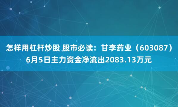 怎样用杠杆炒股 股市必读：甘李药业（603087）6月5日主力资金净流出2083.13万元