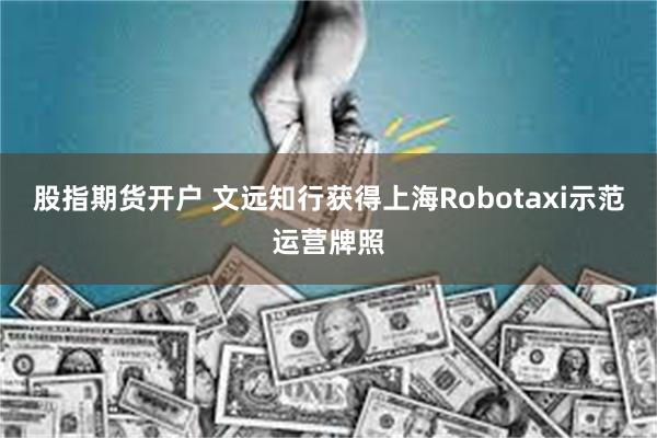 股指期货开户 文远知行获得上海Robotaxi示范运营牌照