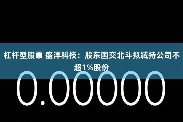 杠杆型股票 盛洋科技：股东国交北斗拟减持公司不超1%股份